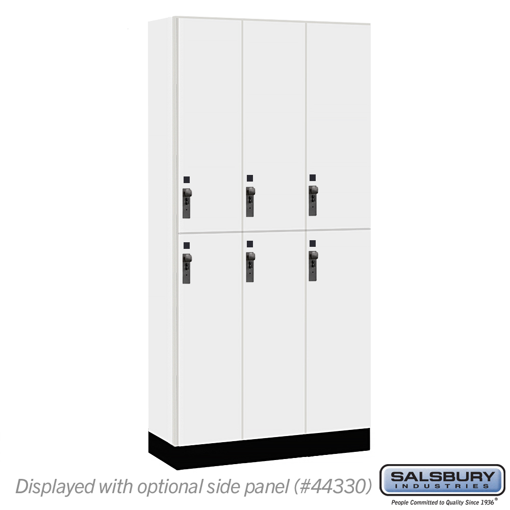 42365AW 12 in. Wide Premier Wood Locker - Double Tier - 3 Wide - 6 ft. High - 15 in. Deep - Arctic White - Hasp