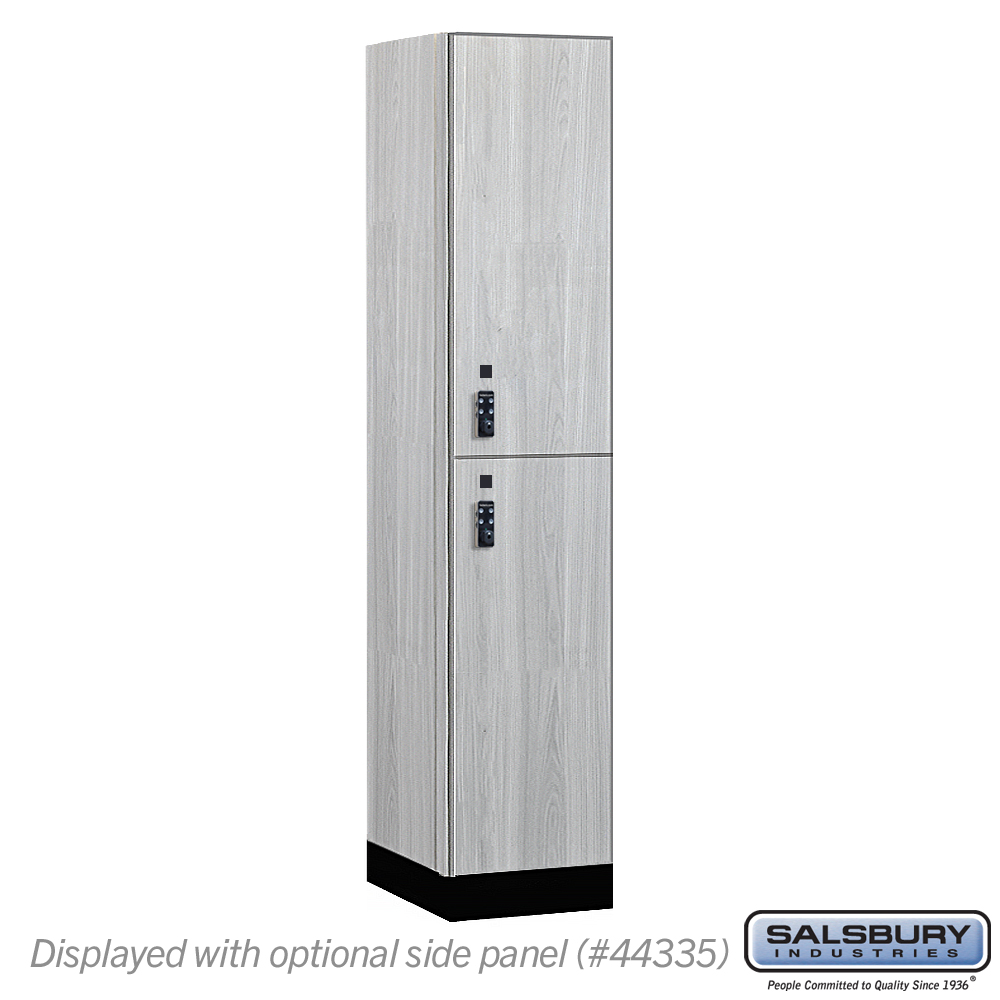 15-42161ST-R 15 in. Wide Premier Wood Locker - Double Tier - 1 Wide - 6 ft. High - 21 in. Deep - Silver Teak - Resettable Combination Locks