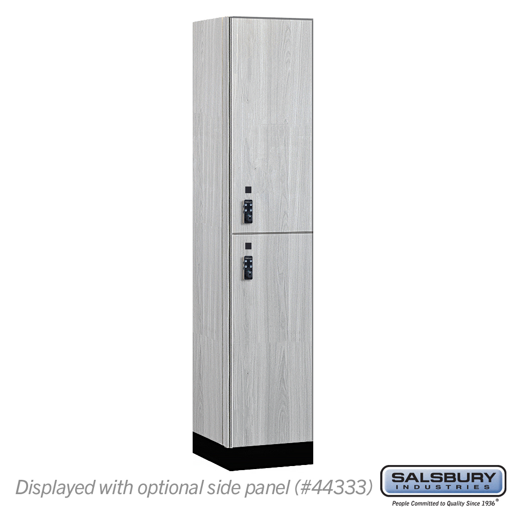 15-42168ST-R 15 in. Wide Premier Wood Locker - Double Tier - 1 Wide - 6 ft. High - 18 in. Deep - Silver Teak - Resettable Combination Locks