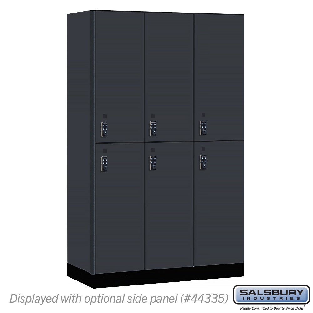 15-42361CM-R 15 in. Wide Premier Wood Locker - Double Tier - 3 Wide - 6 ft. High - 21 in. Deep - Carbon Mesh - Resettable Combination Locks
