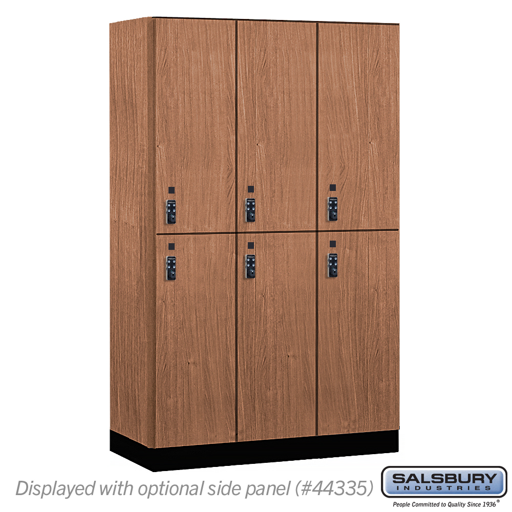 15-42361RO-R 15 in. Wide Premier Wood Locker - Double Tier - 3 Wide - 6 ft. High - 21 in. Deep - Red Oak - Resettable Combination Locks
