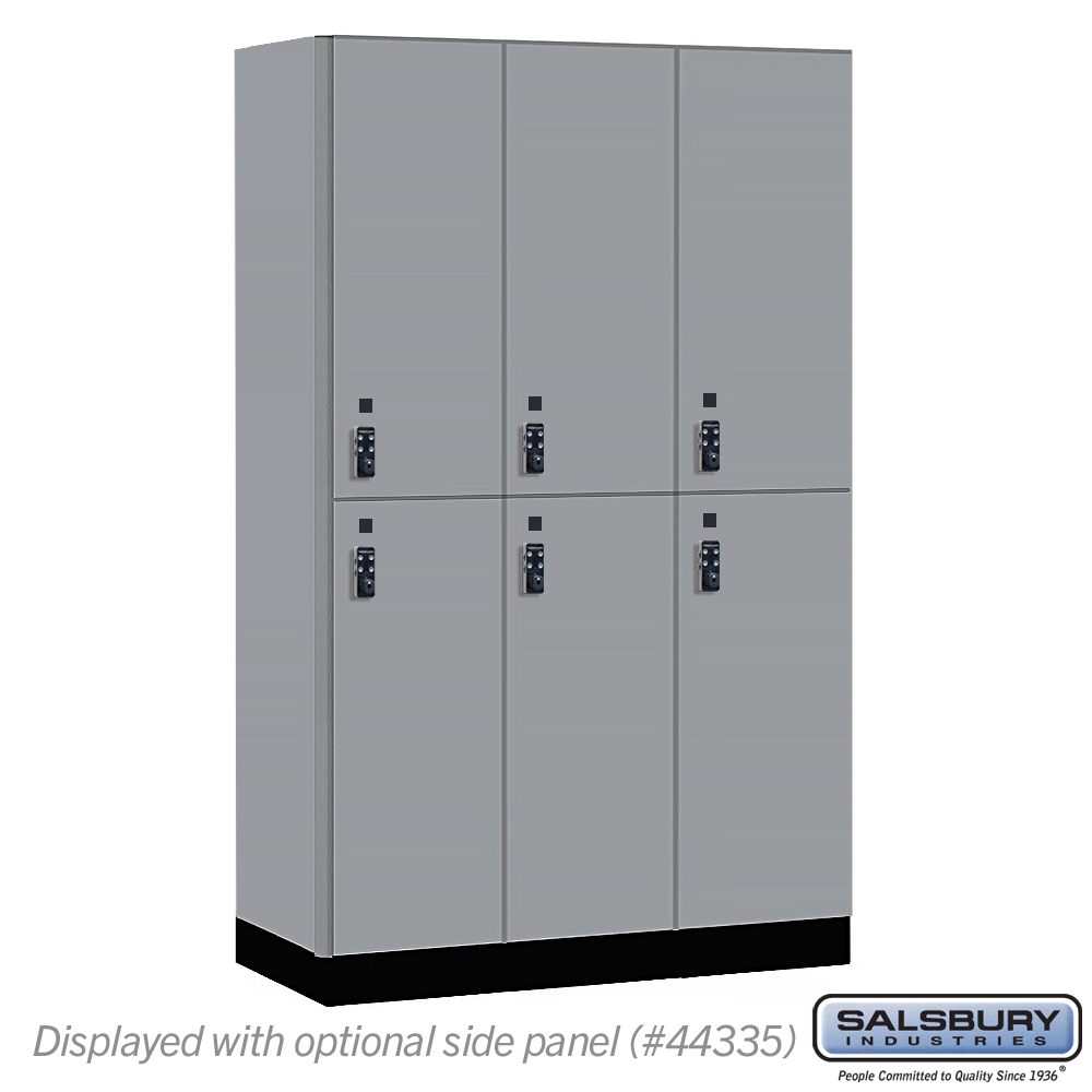15-42361WF-R 15 in. Wide Premier Wood Locker - Double Tier - 3 Wide - 6 ft. High - 21 in. Deep - Winter Fog - Resettable Combination Locks