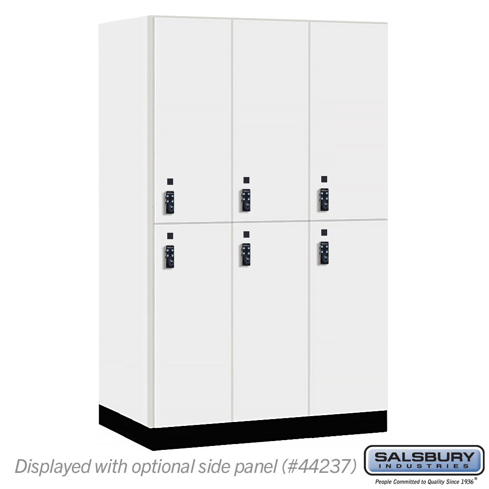 15-42364AW-R 15 in. Wide Premier Wood Locker - Double Tier - 3 Wide - 6 ft. High - 24 in. Deep - Arctic White - Resettable Combination Locks
