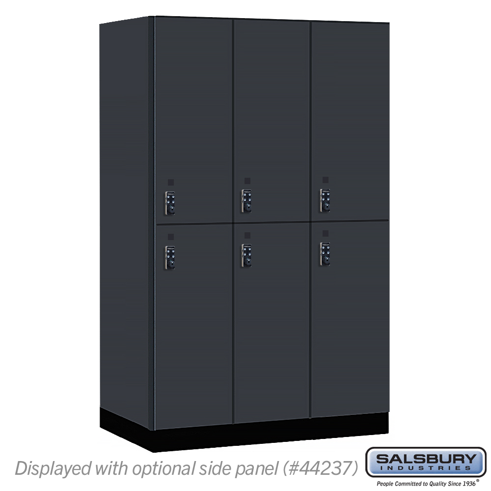 15-42364CM-R 15 in. Wide Premier Wood Locker - Double Tier - 3 Wide - 6 ft. High - 24 in. Deep - Carbon Mesh - Resettable Combination Locks