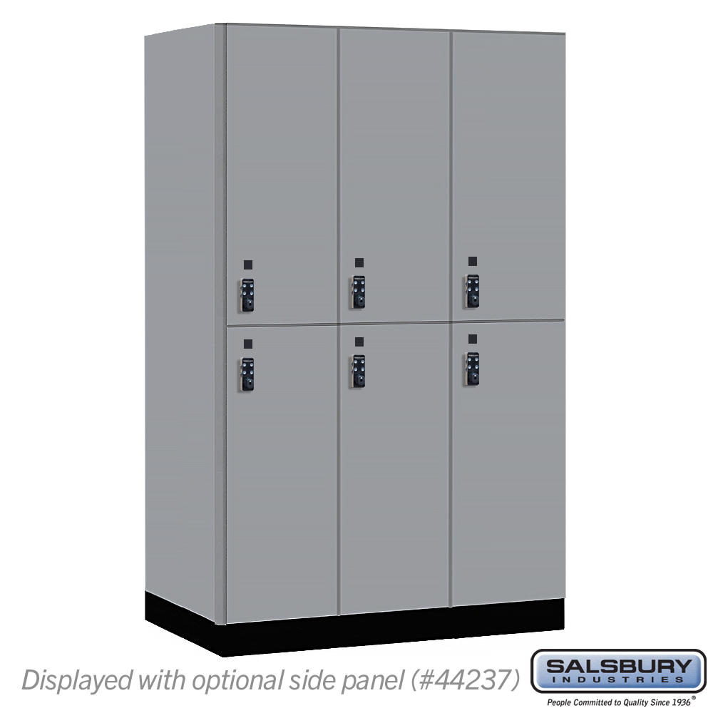 15-42364WF-R 15 in. Wide Premier Wood Locker - Double Tier - 3 Wide - 6 ft. High - 24 in. Deep - Winter Fog - Resettable Combination Locks