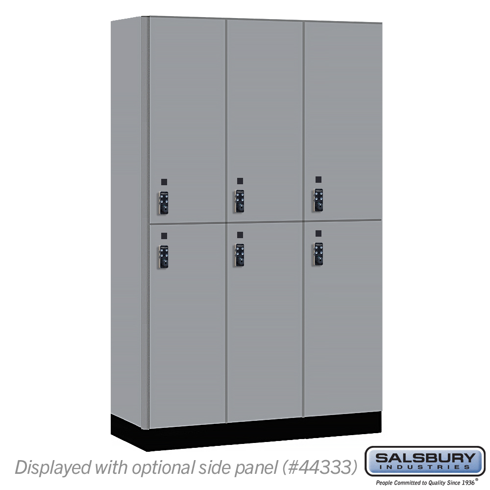 15-42368WF-R 15 in. Wide Premier Wood Locker - Double Tier - 3 Wide - 6 ft. High - 18 in. Deep - Winter Fog - Resettable Combination Locks