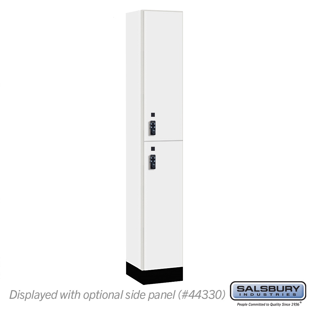 42165AW-R 12 in. Wide Premier Wood Locker - Double Tier - 1 Wide - 6 ft. High - 15 in. Deep - Arctic White - Resettable Combination Locks