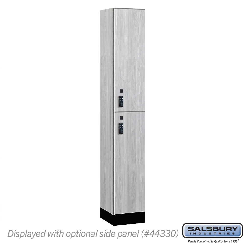 42165ST-R 12 in. Wide Premier Wood Locker - Double Tier - 1 Wide - 6 ft. High - 15 in. Deep - Silver Teak - Resettable Combination Locks