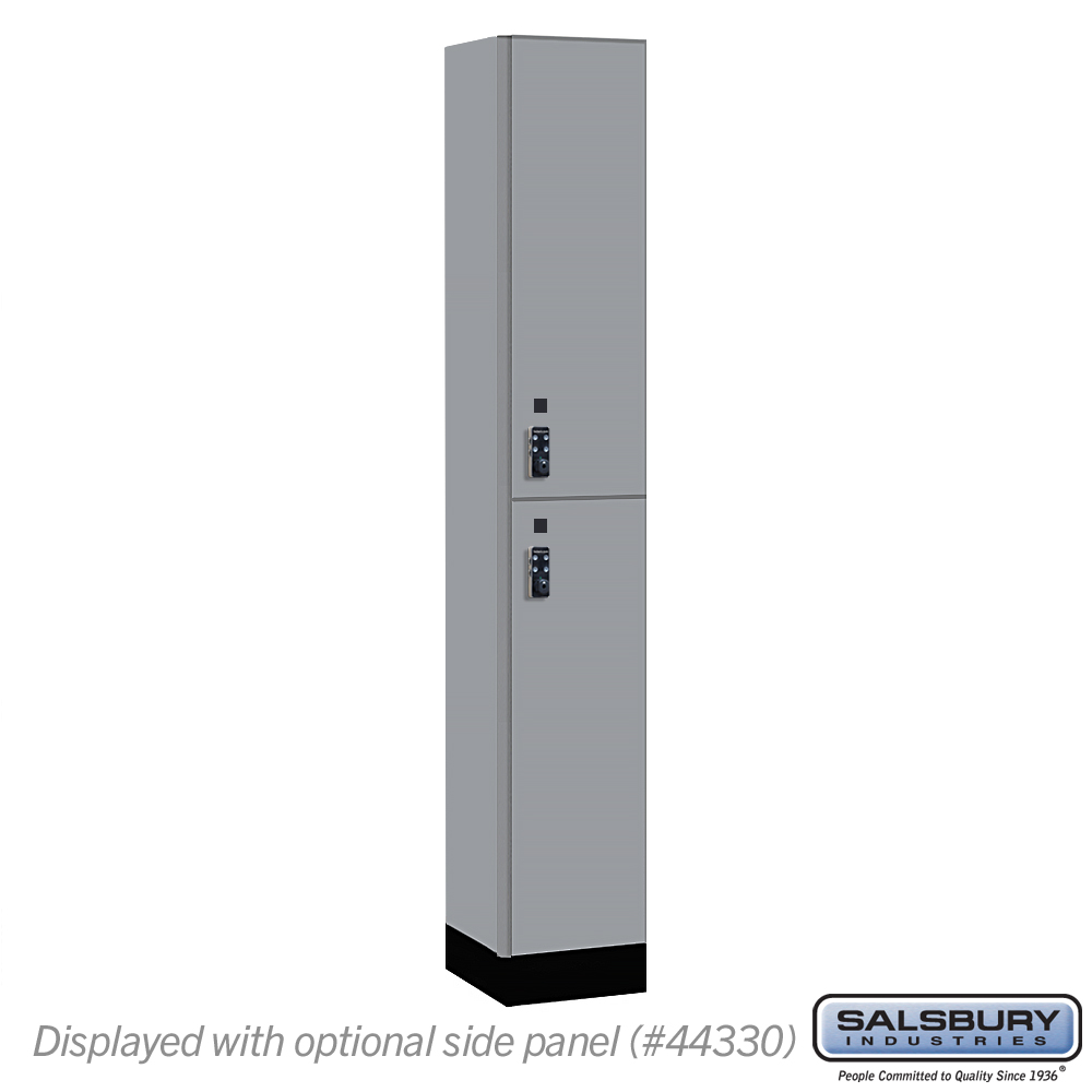 42165WF-R 12 in. Wide Premier Wood Locker - Double Tier - 1 Wide - 6 ft. High - 15 in. Deep - Winter Fog - Resettable Combination Locks