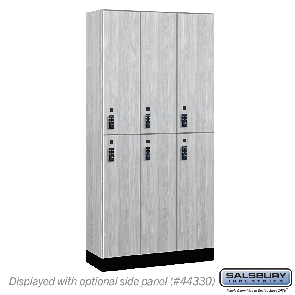42365ST-R 12 in. Wide Premier Wood Locker - Double Tier - 3 Wide - 6 ft. High - 15 in. Deep - Silver Teak - Resettable Combination Locks
