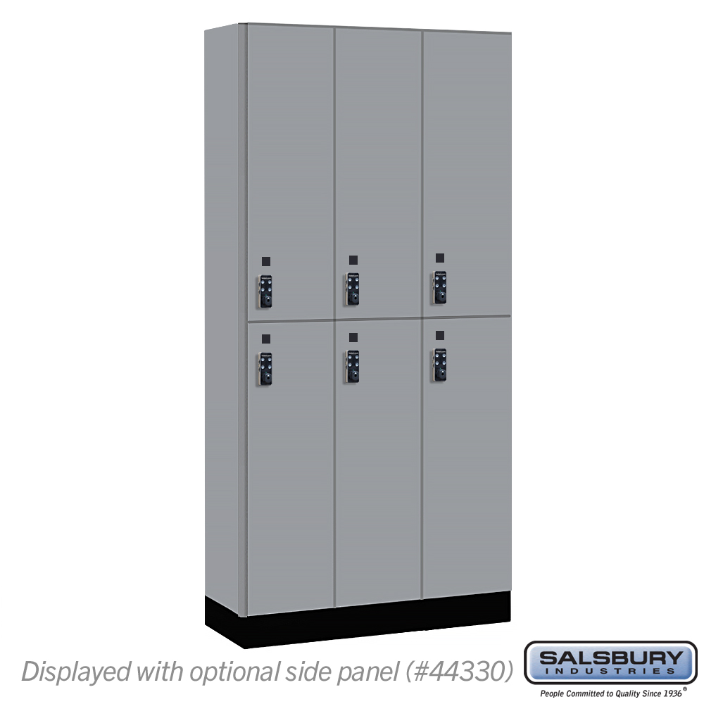 42365WF-R 12 in. Wide Premier Wood Locker - Double Tier - 3 Wide - 6 ft. High - 15 in. Deep - Winter Fog - Resettable Combination Locks