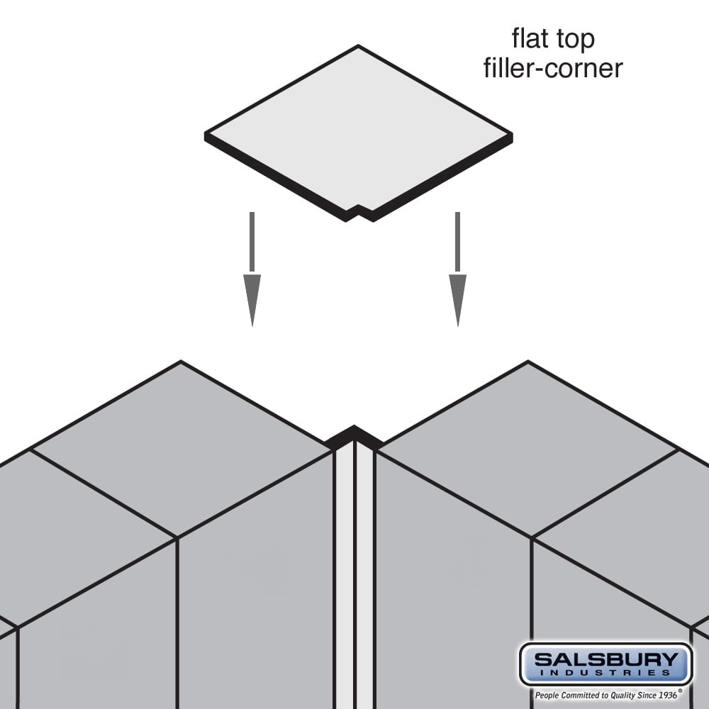 44439ST Flat Top Filler - Corner for 24 in. Deep Premier Wood Locker - Silver Teak