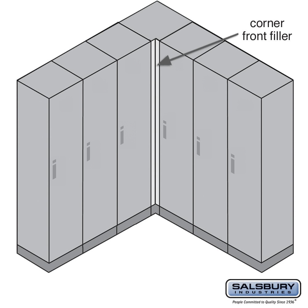 44464ST Front Filler - Vertical - Corner for Premier Wood Lockers - Silver Teak
