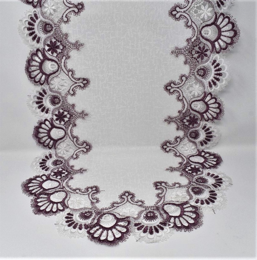 Picture of Sinobrite H8139-P-16x36 16 x 36 in. Purple European Lace with White Antique Fabric Table Runner
