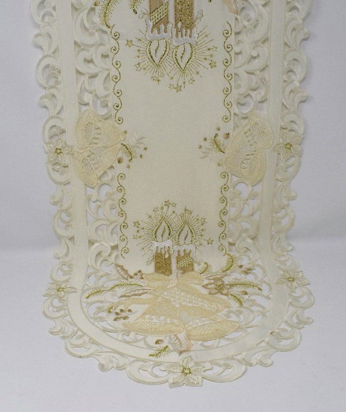 H8675-E-15x54 15 x 54 in. Gold Candle & Bells Table Runner