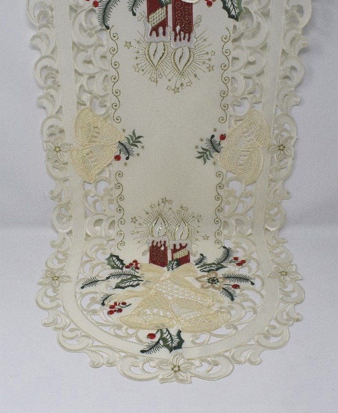 H8675-R-15x54 15 x 54 in. Red Candle & Bells Table Runner