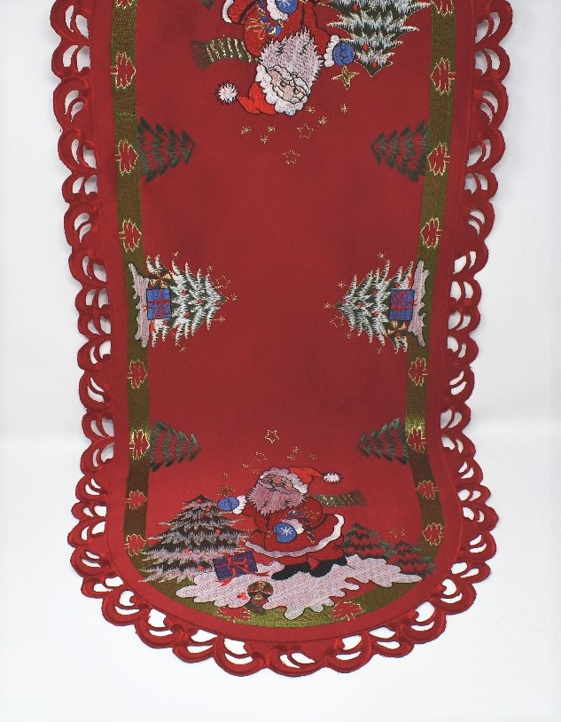 H8680-14x28 14 x 28 in. Santa Claus with Gift Box Table Runner