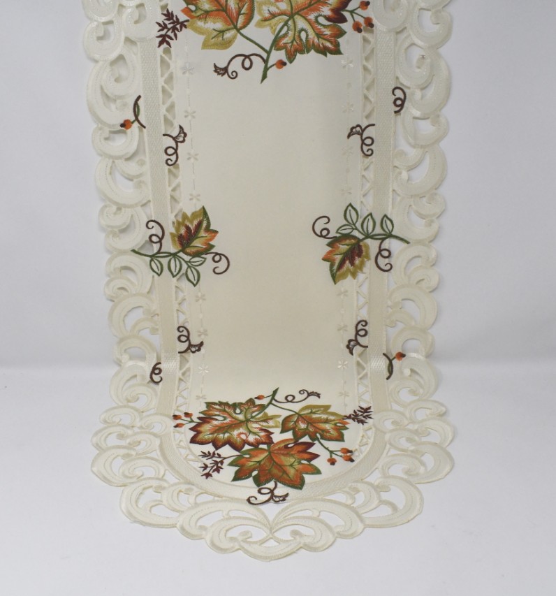 14 x 28 in. Fall Leaf on Cream Fabric Table Runner