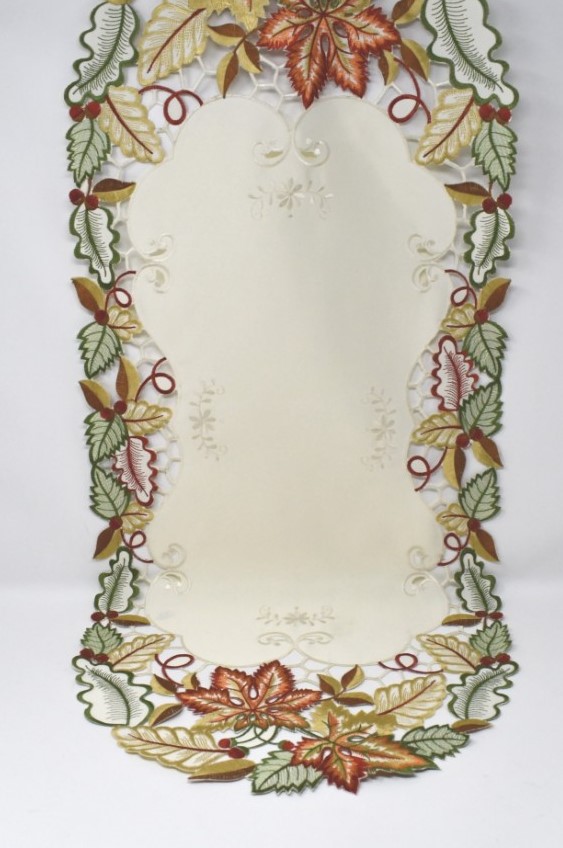 16 x 36 in. Multicolored Autumn Leaves Table Runner