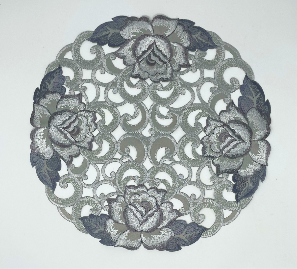 12 in. Gunmetal Cutout Rose Doily
