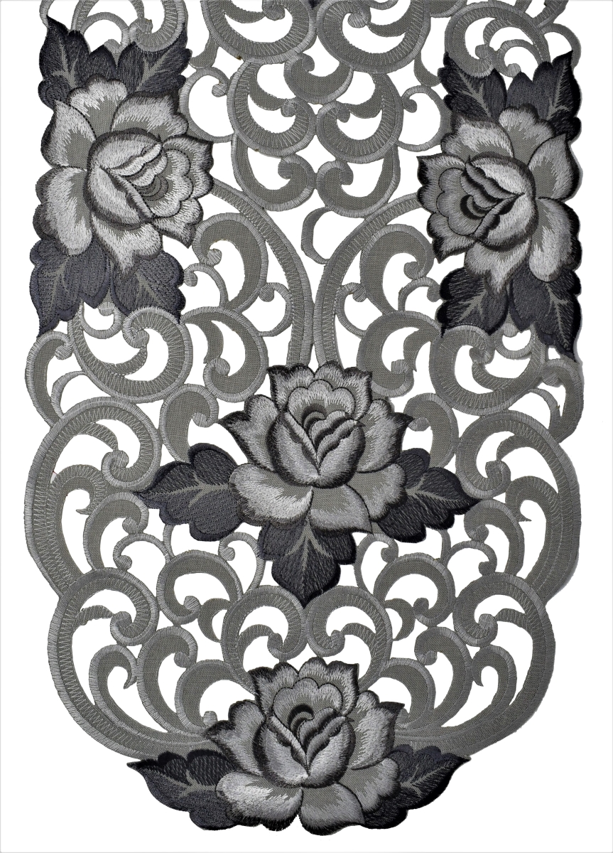 16 x 45 in. Gunmetal Cutout Rose Table Runner