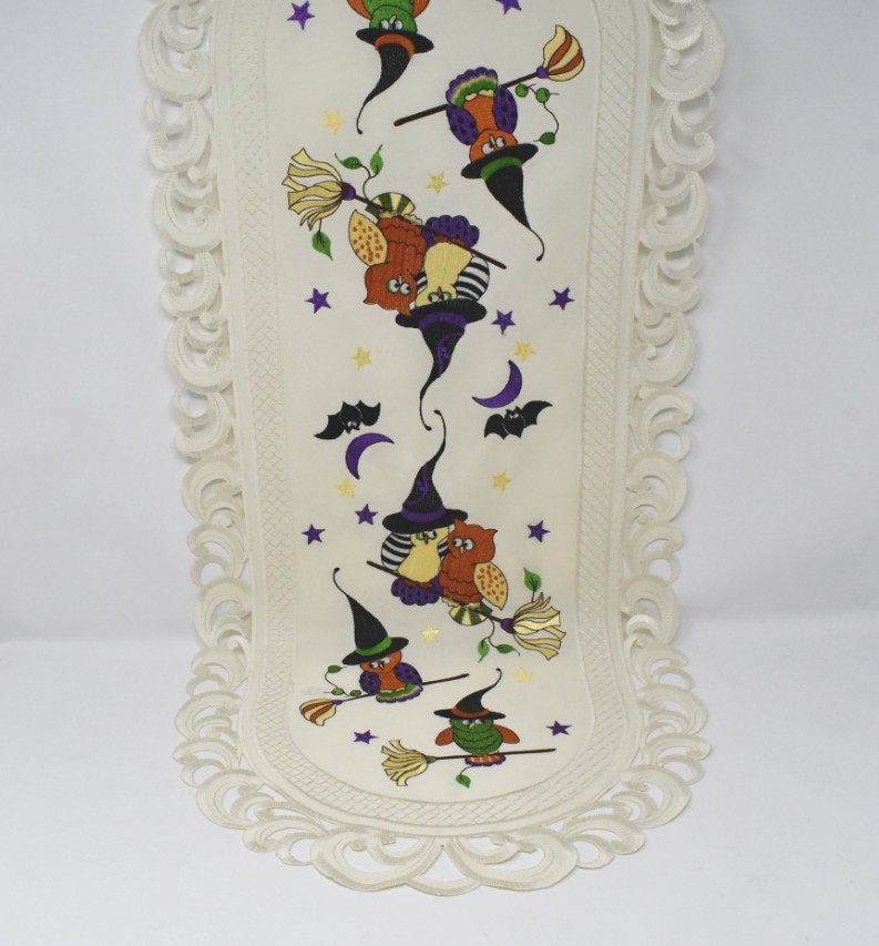 16 x 45 in. Halloween Owl Table Runner