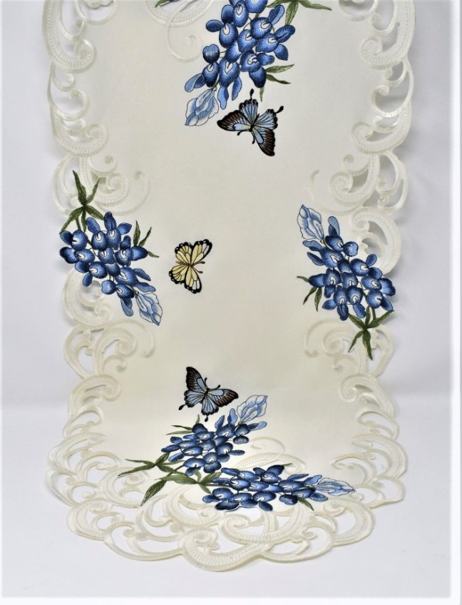 Picture of Sinobrite H9491-16x36 16 x 36 in. Bluebonnet & Butterfly Table Runner