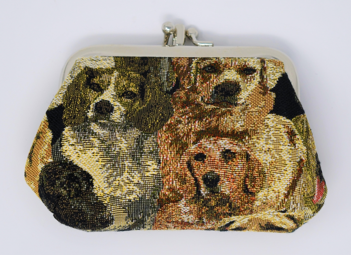 Tapestry Double Compartment Coin Purse - Dog