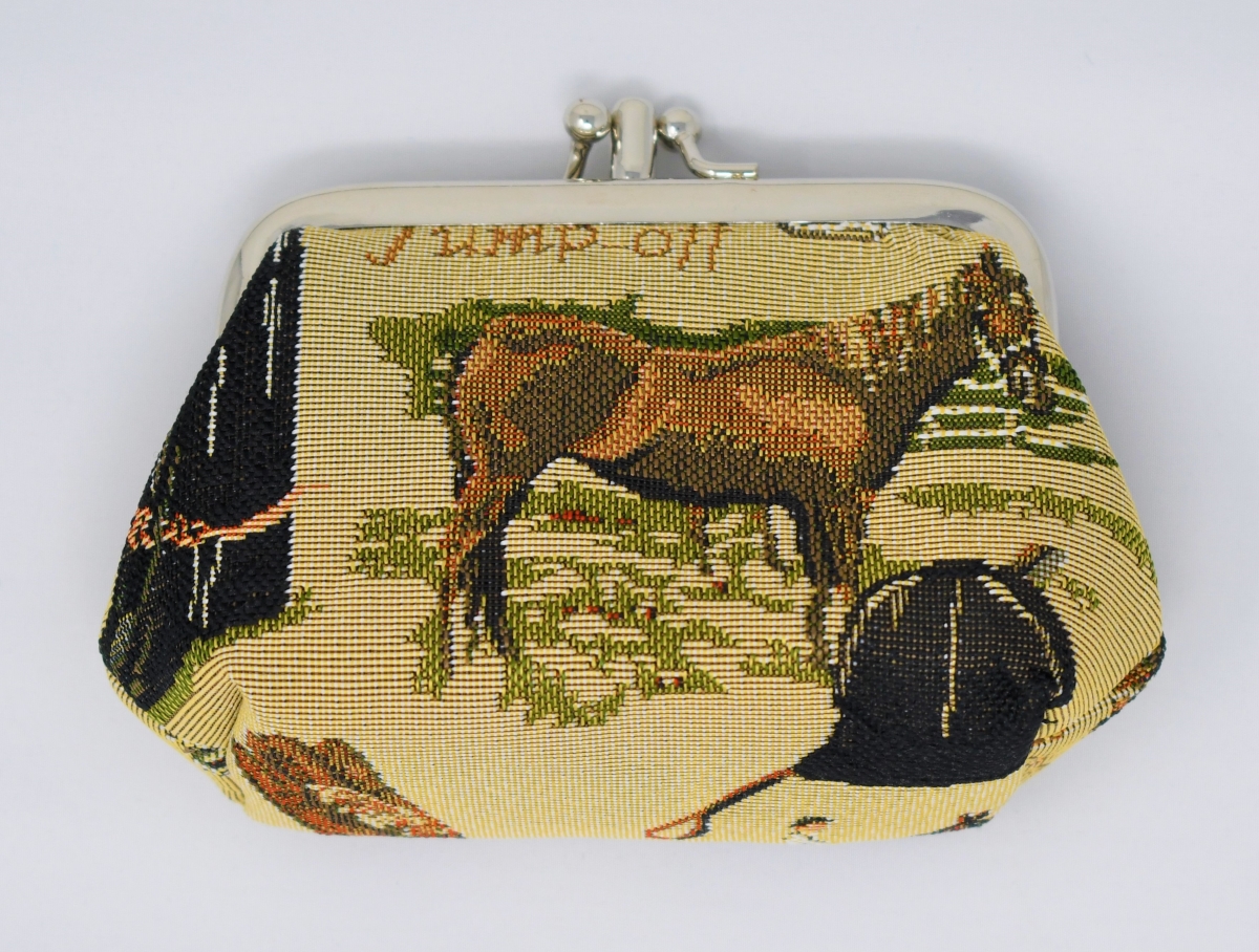 Tapestry Double Compartment Coin Purse - Horse