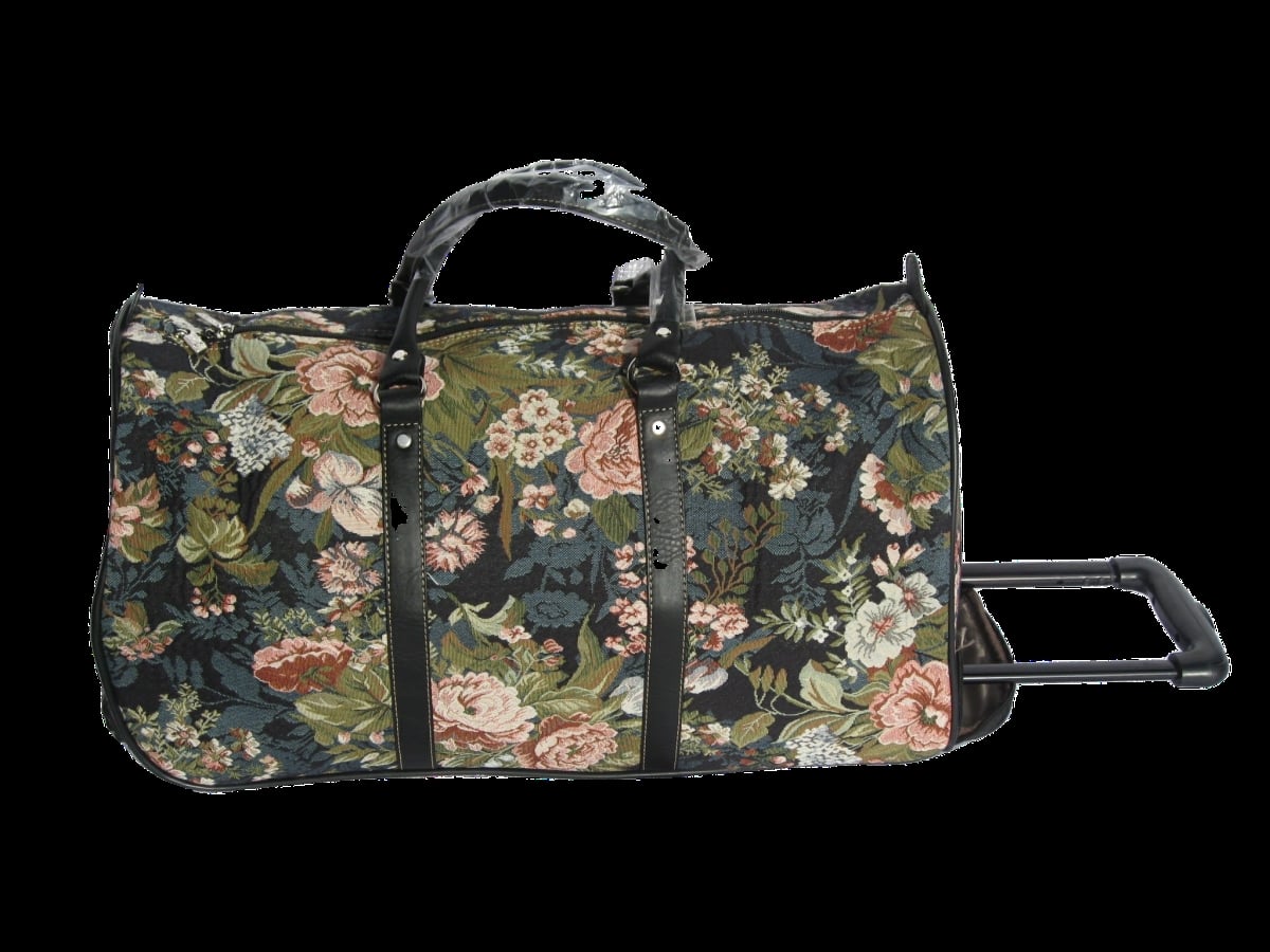 Tapestry Duffle Bag with Handle & Wheels - Blossom