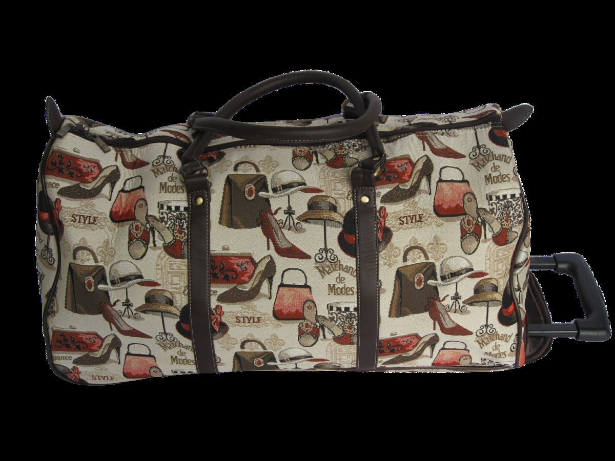 Tapestry Duffle Bag with Handle & Wheels - Boutique