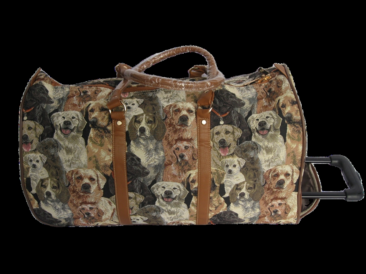 Tapestry Duffle Bag with Handle & Wheels - Dog
