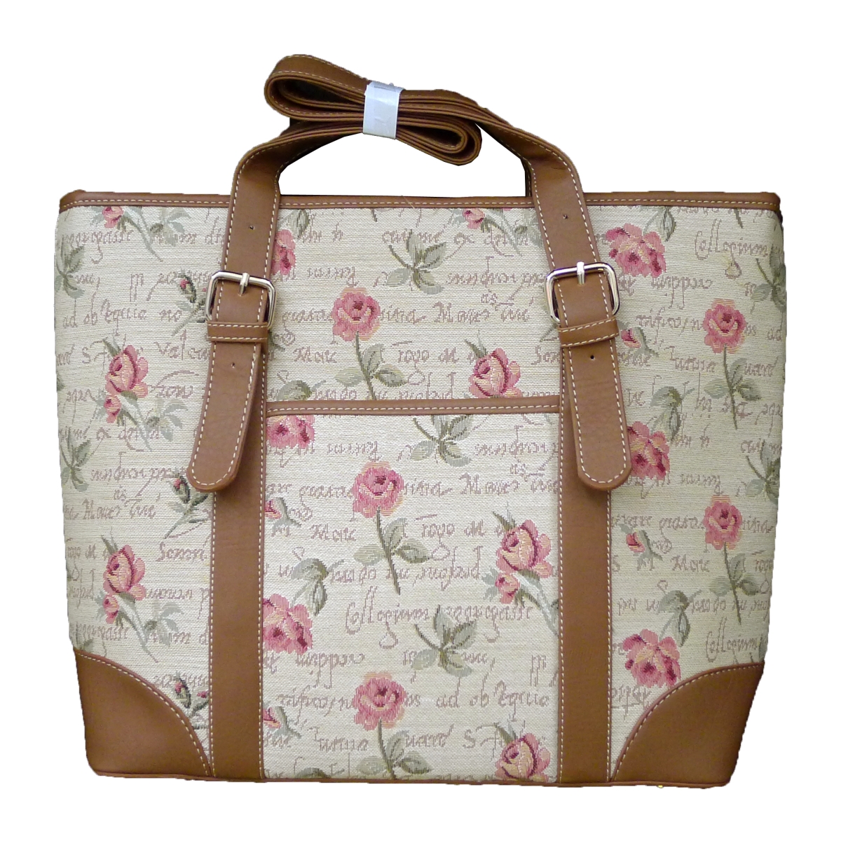 Tapestry Square Zippered Top Purse - English Rose