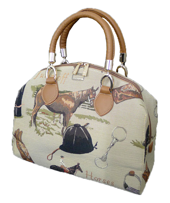 4933-Horse Tapestry Arched Bag - Horse