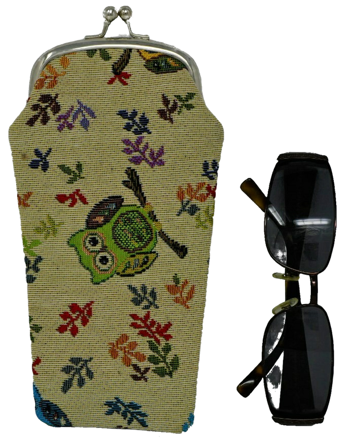 Tapestry Eyeglass Bag with Clasp - Owl