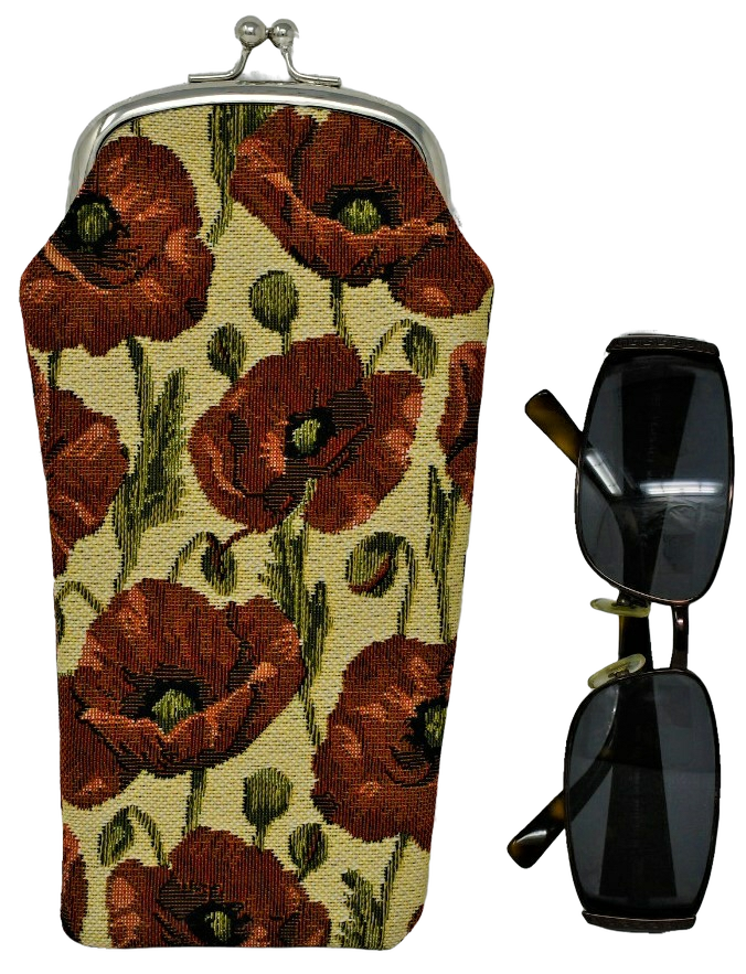 Tapestry Eyeglass Bag with Clasp - Poppy
