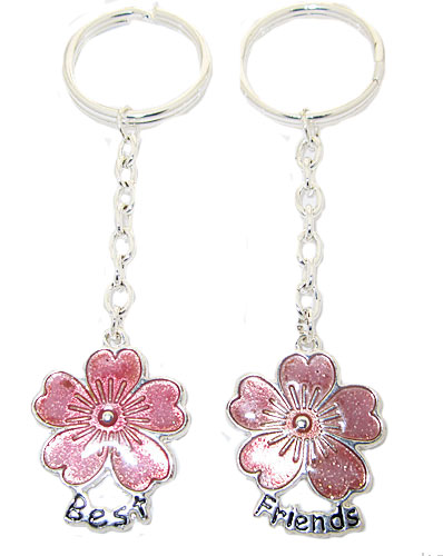 Gift Box Enamel Flower 2 Pcs Wholesale Keychains Sets Boxed