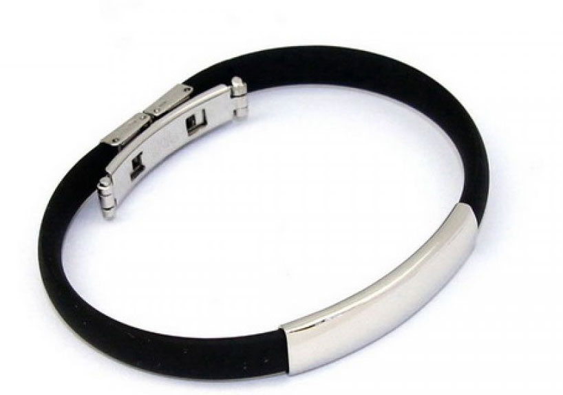 Picture of Designer Jewelry 669.030.B Black Rubber Bracelet in Stainless Steel