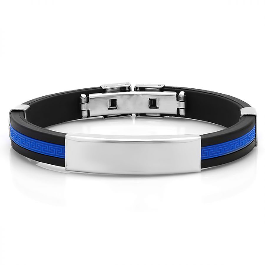 Men's Rubber Wholesale Bracelet in Black and Blue