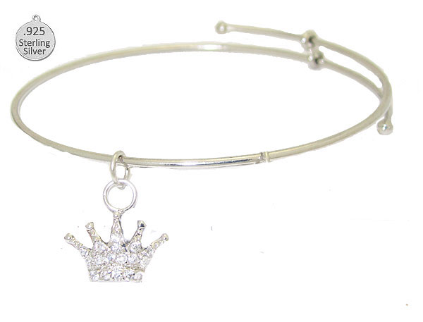 Picture of Designer Jewelry B010W Expandable Bangle with Sterling Fancy Crown Charm