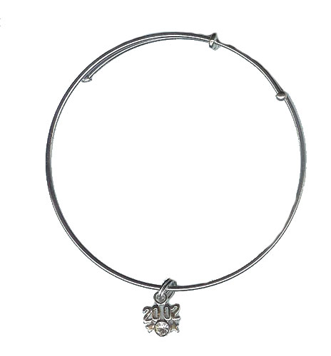 Expandble Bracelet in Sterling Plate with Year Charm 2002