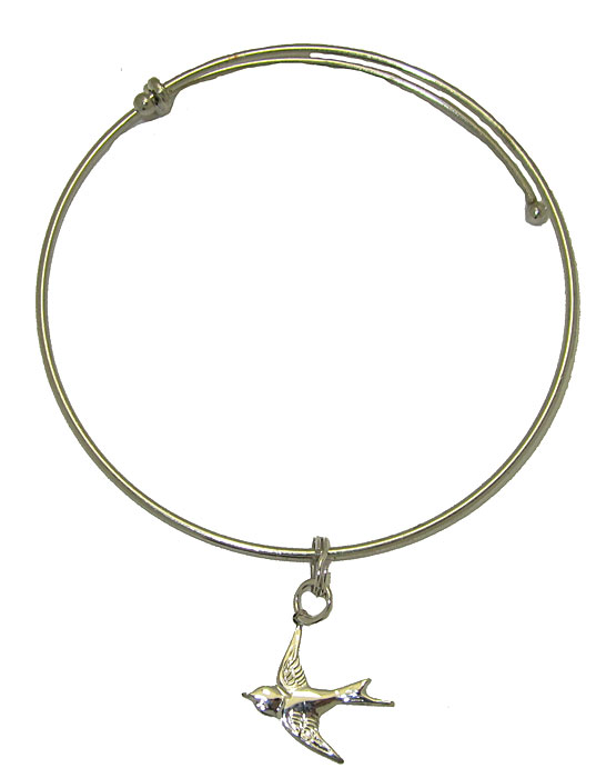 Picture of Designer Jewelry B106SC237 Expandble Bracelet in Sterling Plate &amp; Sterling Charm Bird