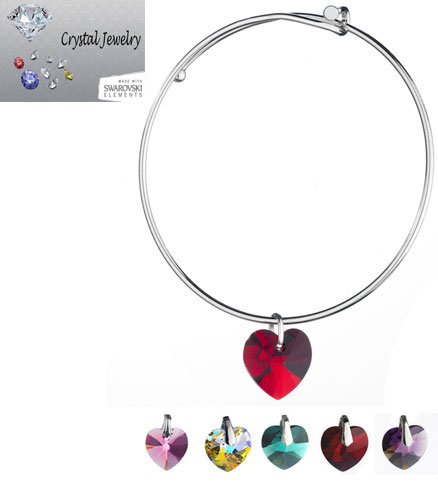 Picture of Designer Jewelry B/N9898WAB Austrian Crystal Heart Charm Bangle Bracelet with pouch white gold &amp; AB