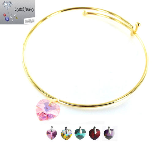 Picture of Designer Jewelry B/N9898YAM Crystal Stone Heart Charm Bangle Bracelet with pouch yellow gold &amp; Amethyst