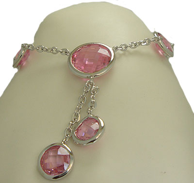 BZ172 Bezel Set Simulated Diamond Bracelet Pin Ice