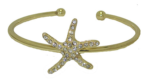 Picture of Designer Jewelry CB0961Y Yellow Gold and Crystal Star Fish Bangle Bracelet