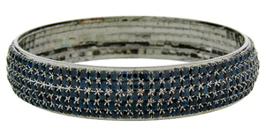 Gun metal 65 mm five row Jet Black crystal bangle Bracelets