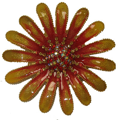 Picture of Designer Jewelry P1319Y Yellow &amp; Red Wholesale Sunflower Pins