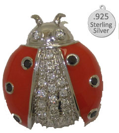 Picture of Designer Jewelry PN0008 925 Sterling Silver Ladybug Pin