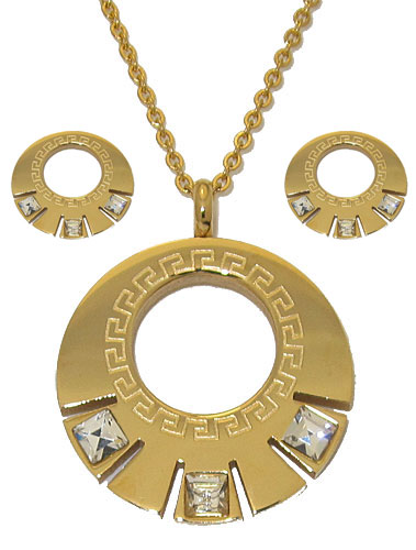 2 Pcs Yellow Gold on Stainless Steel Set